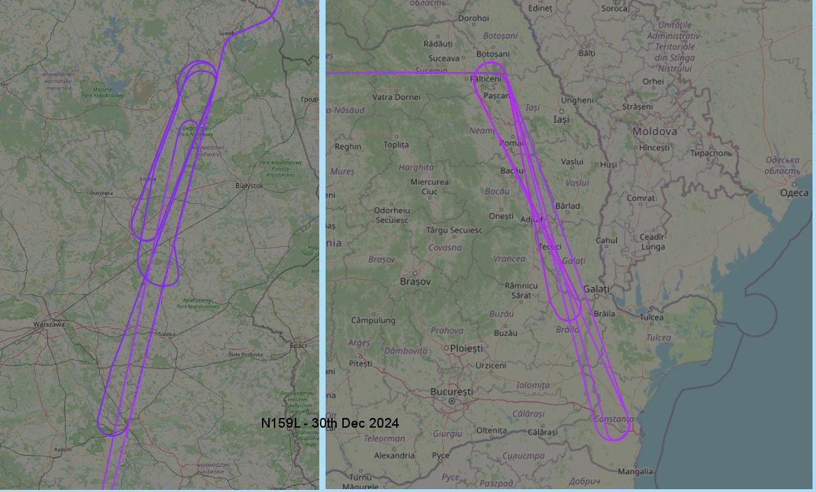 Bombardier N159L, Artemis/Hades aircraft track
