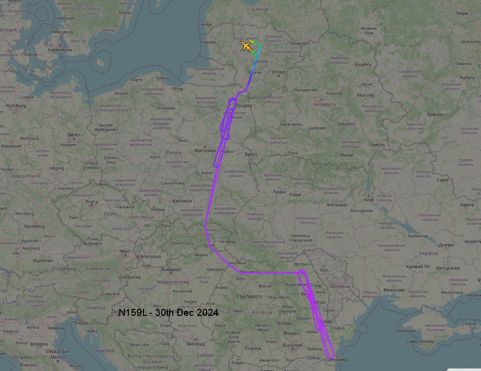 Bombardier N159L, Artemis/Hades aircraft track