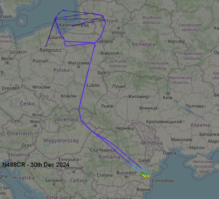 Bombardier N488CR, Artemis/Hades aircraft track